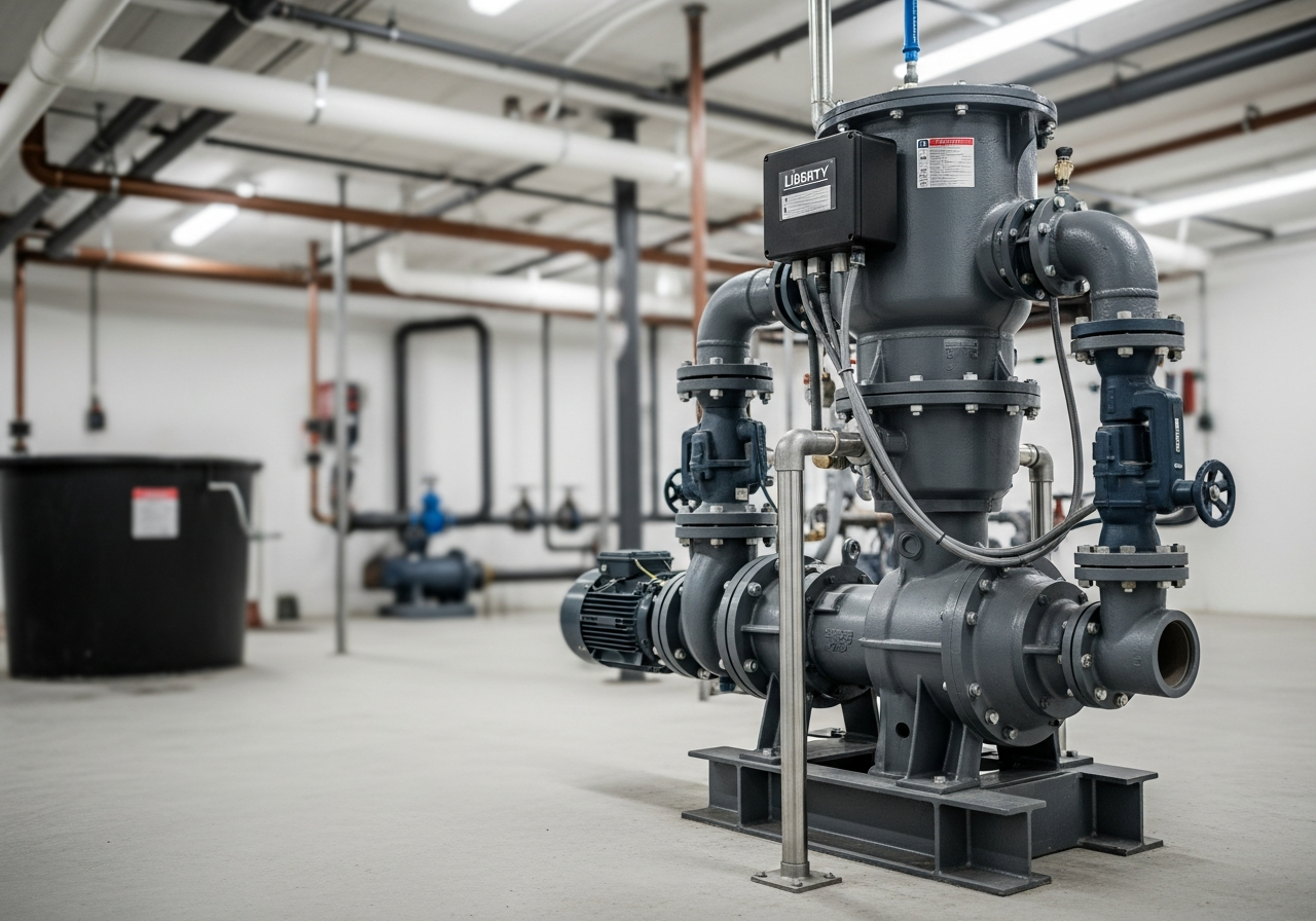 Liberty sewage ejector pump — commercial installation